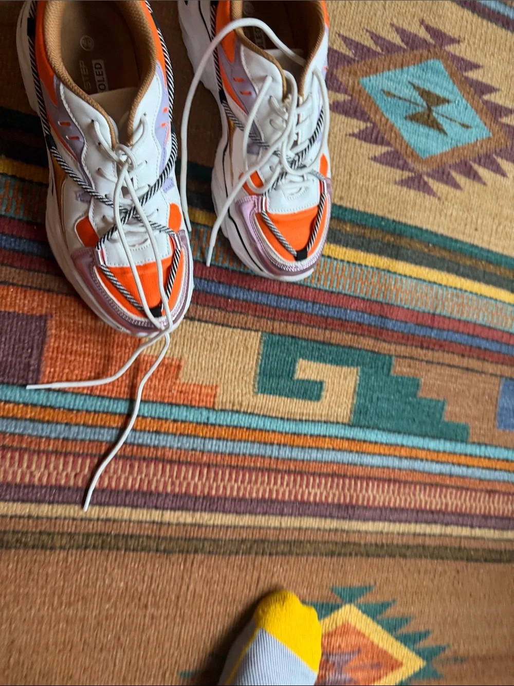 Chunky Women's Lucky Step Sneakers in Orange & White